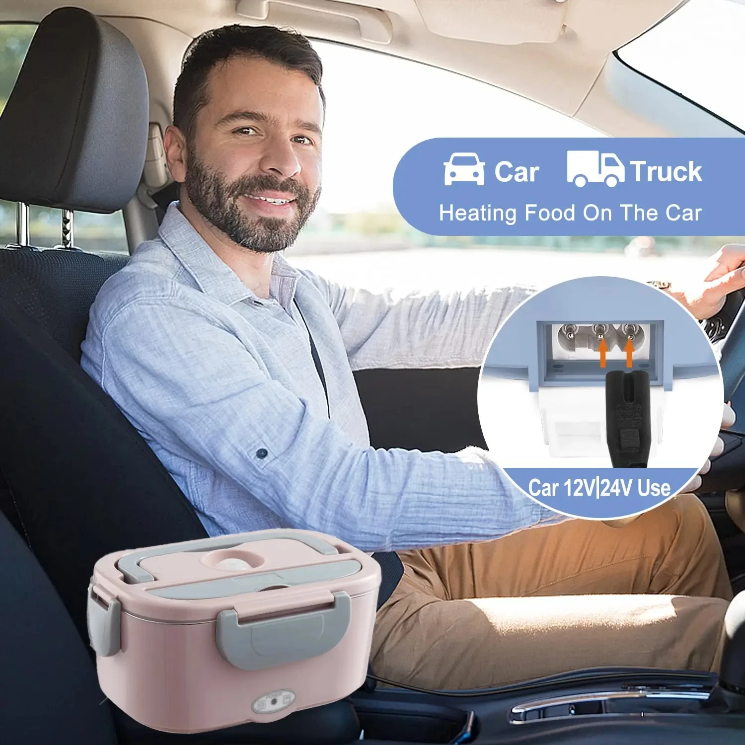 Elektryczny Lunch Box: Przenośny Podgrzewacz do Jedzenia 12V/24V/110V z 1,5L Szczelnym Pojemnikiem ze Stali Nierdzewnej i Torbą Termoizolacyjną do Samochodu/Domu