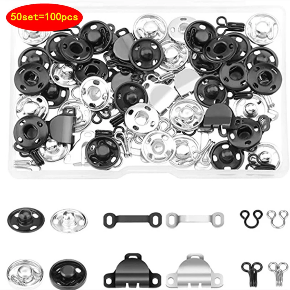 

100Pcs/Set Sewing Hooks and Eyelets Set Sewing Closure Fastener Clasps Crafting Sewing Hooks Hooks Eyes Clasp For Sewing Clothes