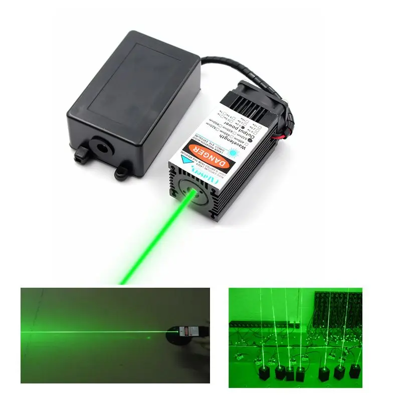 532nm 200mw Green Fine Beam/Fat Beam Laser Diode Module 12V TTL W/ Holder & Adapter