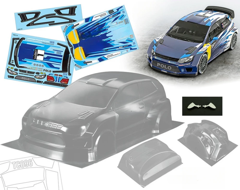 Scale 1/10 Polo WRC Lexan body sets fit RC Rally Chassis 255mm-260mm Wheelbase Tamiya TT01 TT02 XV01 XV02