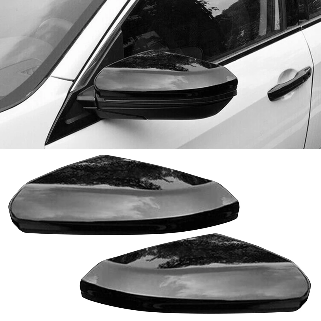 

1 Pair Black Side Mirror Cap Cover Fit for Honda Civic 10th 2016-2020