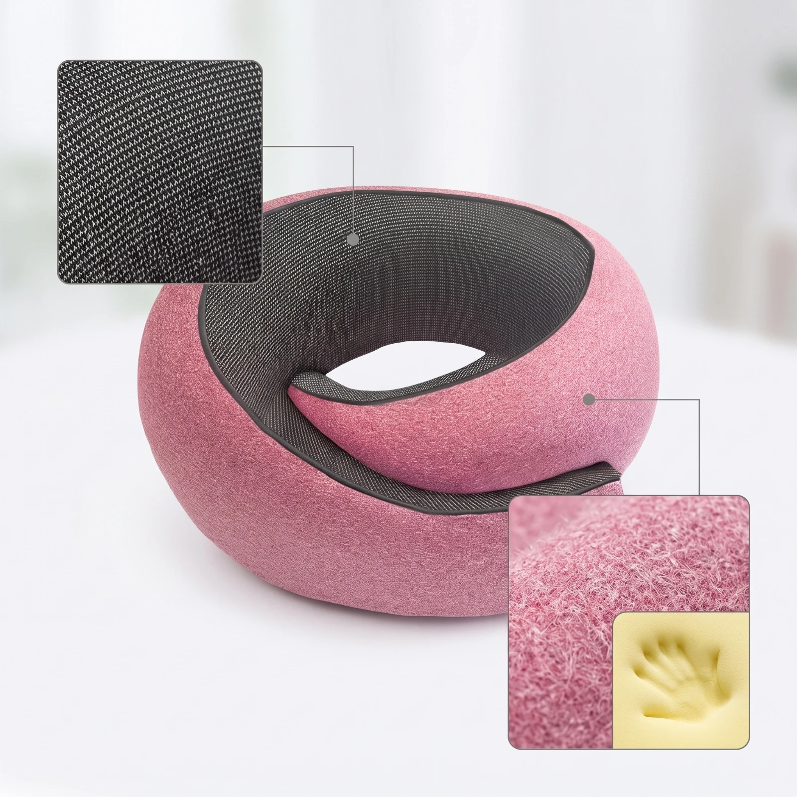 U-Shaped Neck Pillow Wraparound Travel Neck Pillow Contoured Supportive for Travelers, Car, Office Breaks