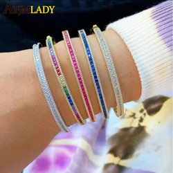 Gold Color Inner 60mm Bangle Bracelet European Classic Fashion Iced Out Bling Micro Pave Fashion Cubic Zirconia CZ Jewelry