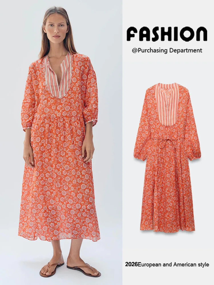 

Spring New Arrival Women's Fashionable Floral Print Dress Sleeveless Gown for Party Celebration Elegant Classy Style