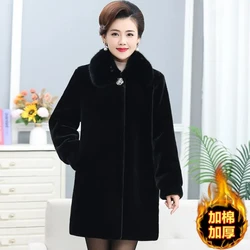 Middle Aged Mother Winter Jacket Fur Coats High End Fashion Mink Velvet Outwear Elderly Women Long Thicken Warm Pur Overcoat 6XL