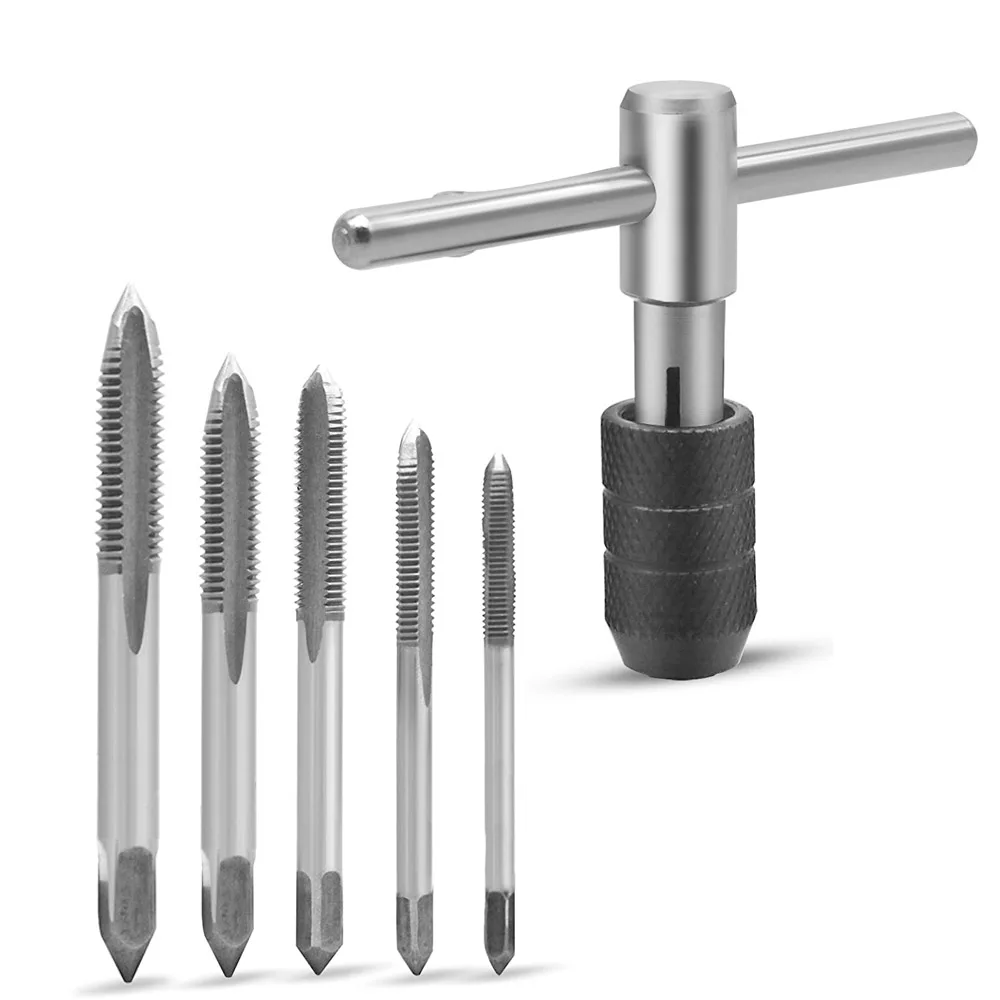 5/ 6PCS/Set Tap Drill Wrench Tapping Threading Tool M3-M8 Screwdriver Tap Holder Hand Tool Thread Metric Plug Tap Screw Taps