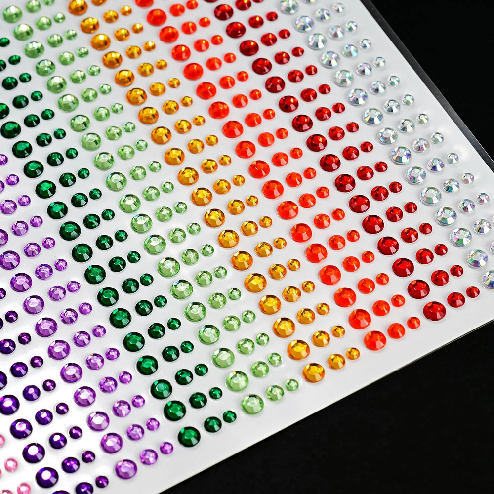 162/216/900 Stück Diamant-Tattoos-Aufkleber für Augen, Gesicht und Körper, 3/4/5/6 mm, farbiges Glitzer-Strass-Tattoo für Party-Make-up, Edelstein-Zubehör – Detail 8