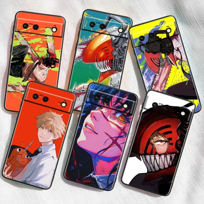 

Anime C-Chainsaw M-Mans For Google Pixel 9a 9 8A 8 7 7A 6 6A Pro XL 2024 5G Black Soft TPU Silicone Cover Phone Case