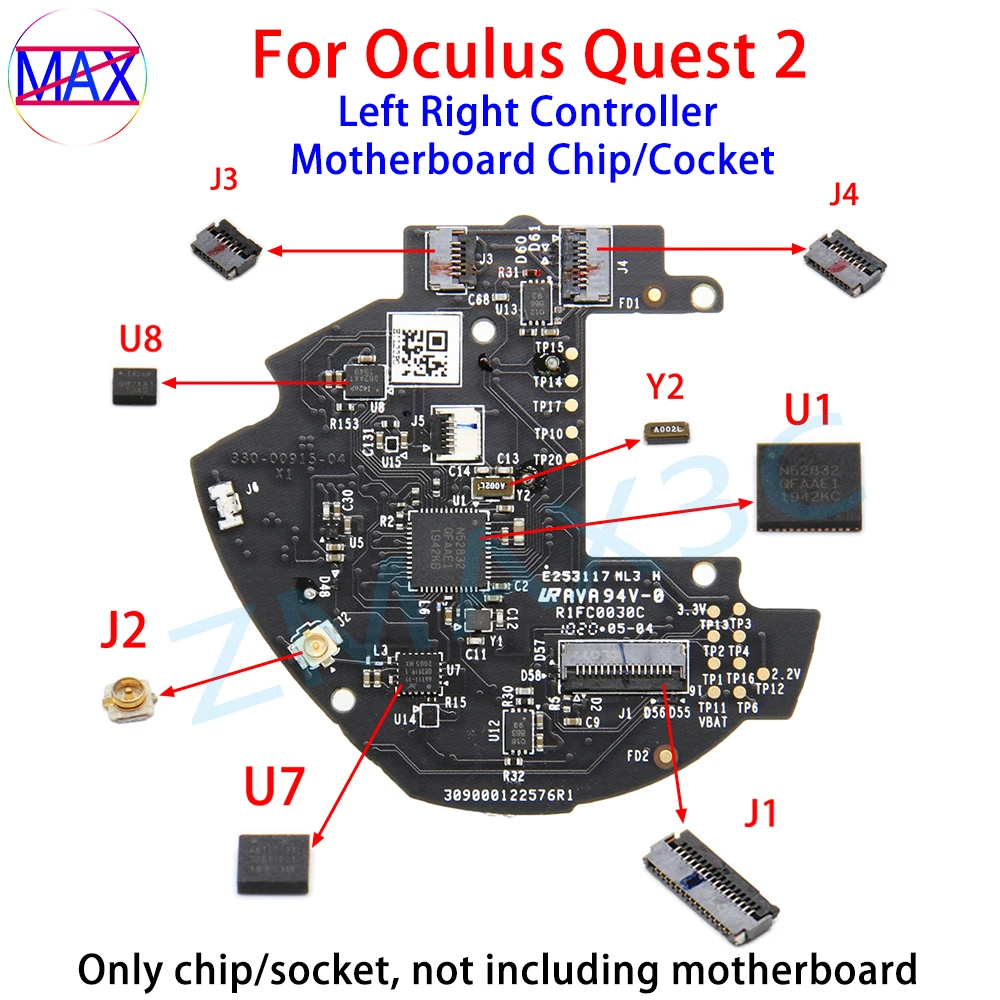 Original Motherboard Chip U1 U8 U7 Y2 For Meta Oculus Quest 2 Handle Mainboard J1 J3 J4 Cable Socket SW2 SW3 Spring Replacement