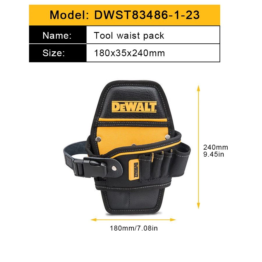 DEWALT-bolsa compacta para taladro, diseñada para sentarse en el cinturón, 6 bolsillos, bolsa para herramientas, accesorios para herramientas,