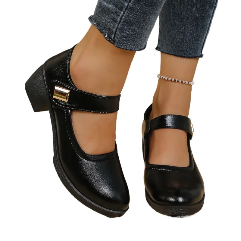Leather Work Women Shoes - 2026 New Fashion Soft Leather Block