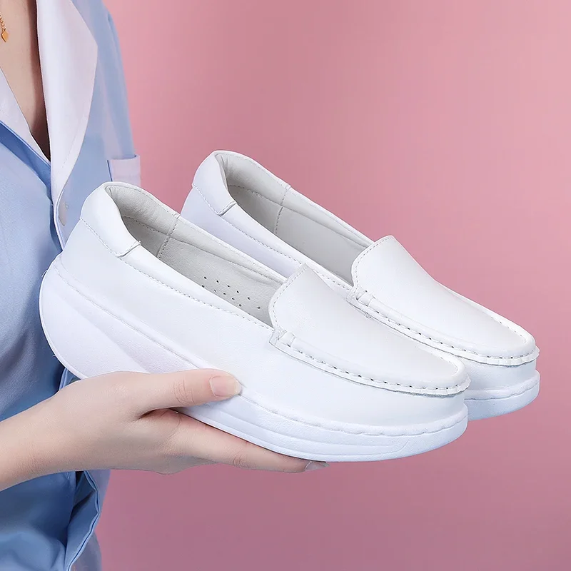 Summer Nurse Women Soft Soles Breathable and Not Tired Feet Deodorant Comfortable Non-slip Increase Hollow Medical Work Shoes