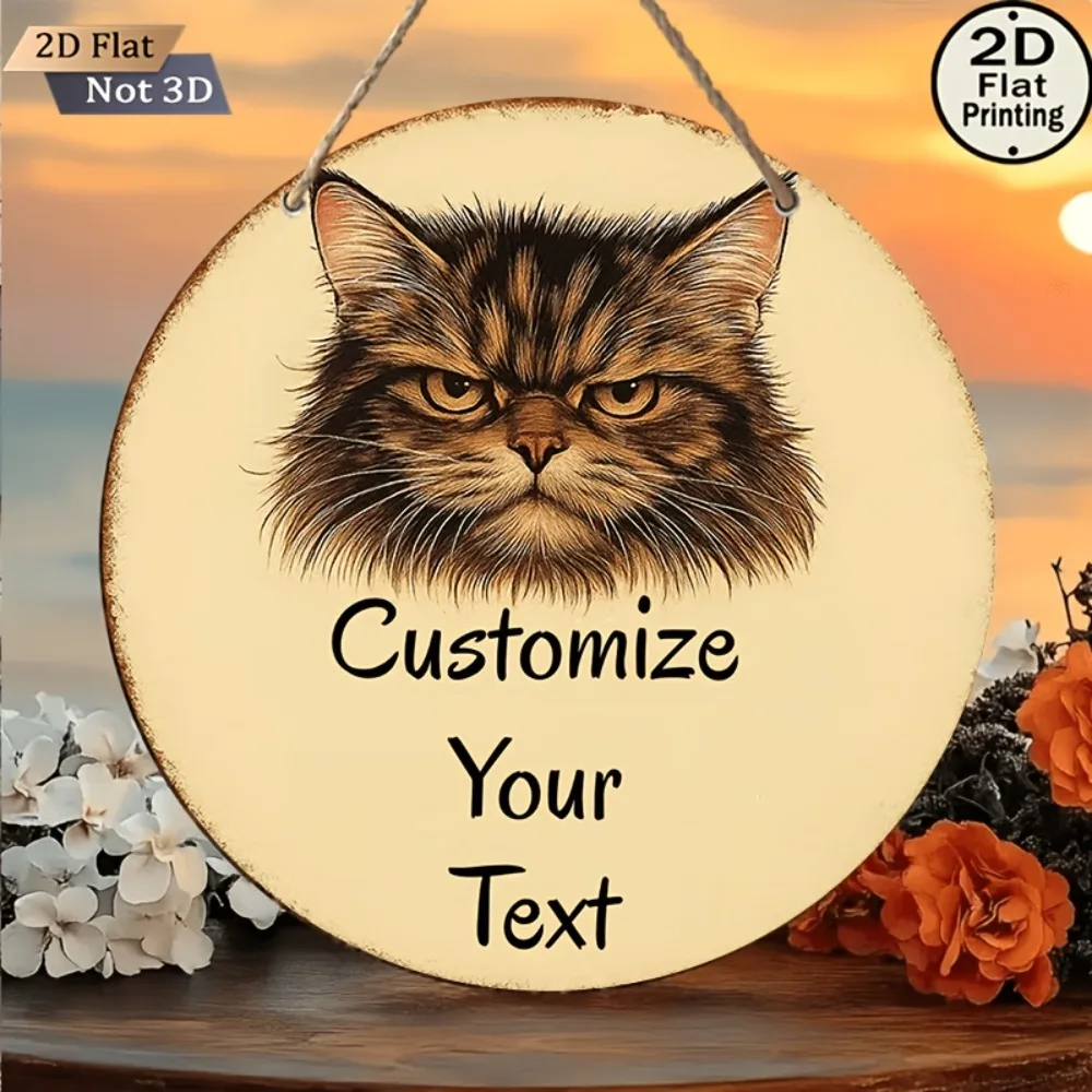 CIFbuy Custom Text Round Metal Sign,Vintage Grumpy Cat Wall Decor (Only For Decoration)
