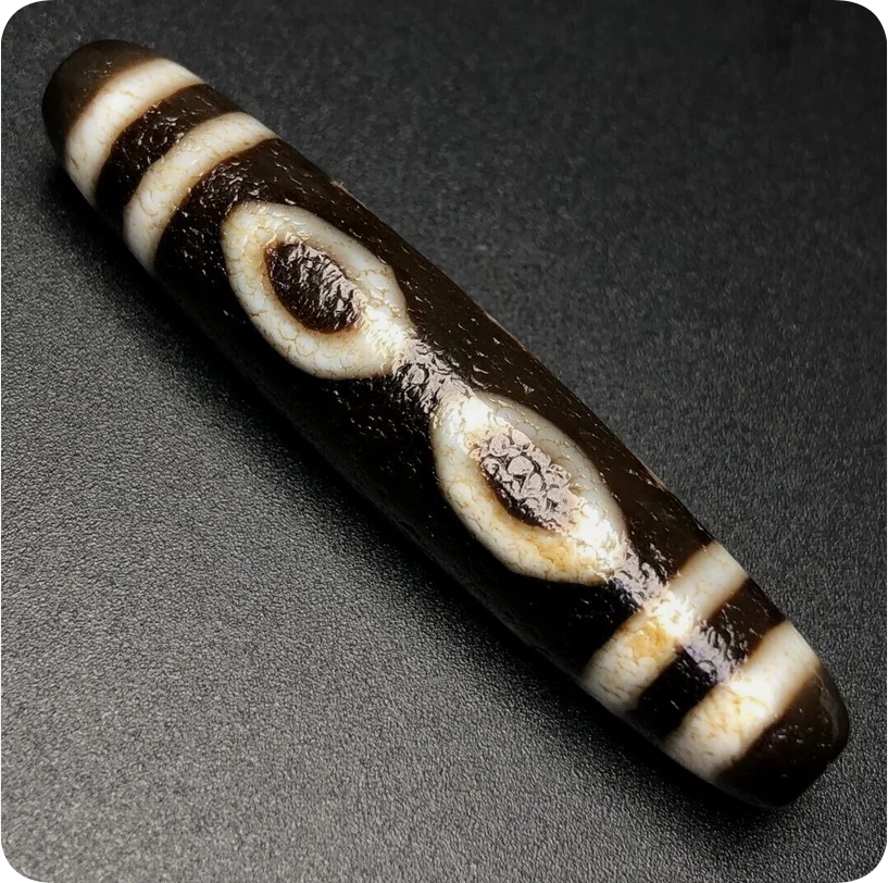 Tibetan Tooth Yellow Treasure Cap Three Eye Dzi bead Ethnic Style 12 * 58mm