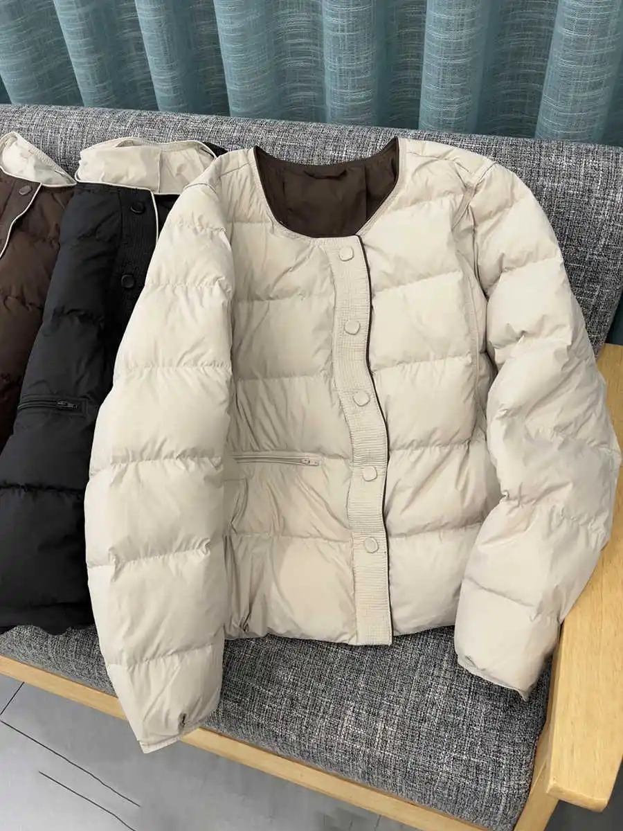 

Fashionable Casual Women's Short down Jacket 2024 Winter New Korean Style White Duck Feather Baseball Coat Outerwear
