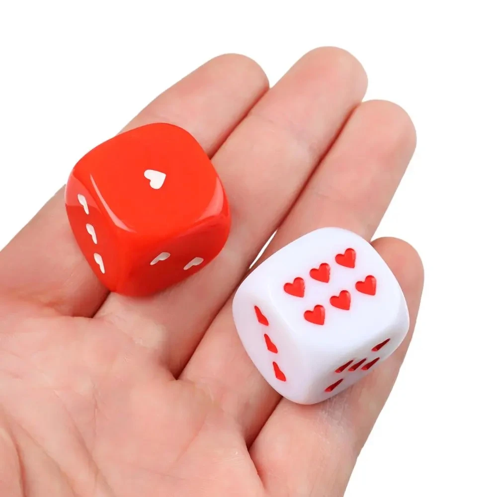 6PCS Heart Dice Poker Funny Games For Party Couple Gifts For Lovers Juegos De Mesas Para Toda La Familia Divertidos