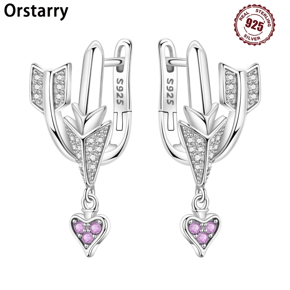 Orstarry 925 Sterling Silver Cupid Arrow Love Earring Original Jewelry Drop Earrings Women Jewelry Party Trendy Anniversary Gift