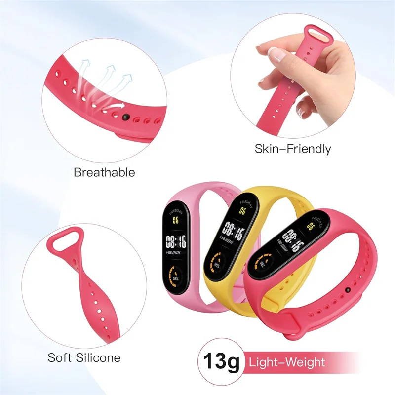 Silicone Wristband For Xiaomi Mi Band 5 4 3 6 nfc Strap Bracelet Replacement For Xiaomi Band 7 4 5 6 nfc Wrist Color TPU Strap