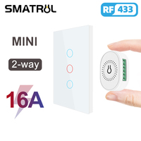 SMATRUL Brazil US 16A 2-Way Touch Wireless Switch Light RF 433Mhz Remote Control Smart Home Glass On Off Lamp Module 110V 220V