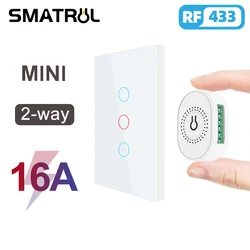 SMATRUL brasile US 16A interruttore Wireless Touch a 2 vie RF 433Mhz telecomando Smart Home Glass On Off modulo lampada 110V 220V