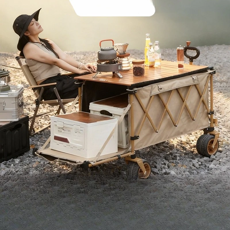 

Camping Cart Foldable Outdoor Picnic Large Gathering Camp Cart Pull Cart Travel Camping Small Trailer