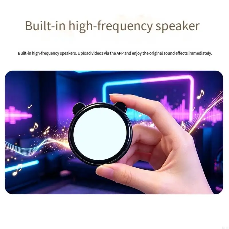 Wearable Display Pin Badges with Back, Touch Control Screen, and Phone App Media Updates for Clothing and Daily 896C