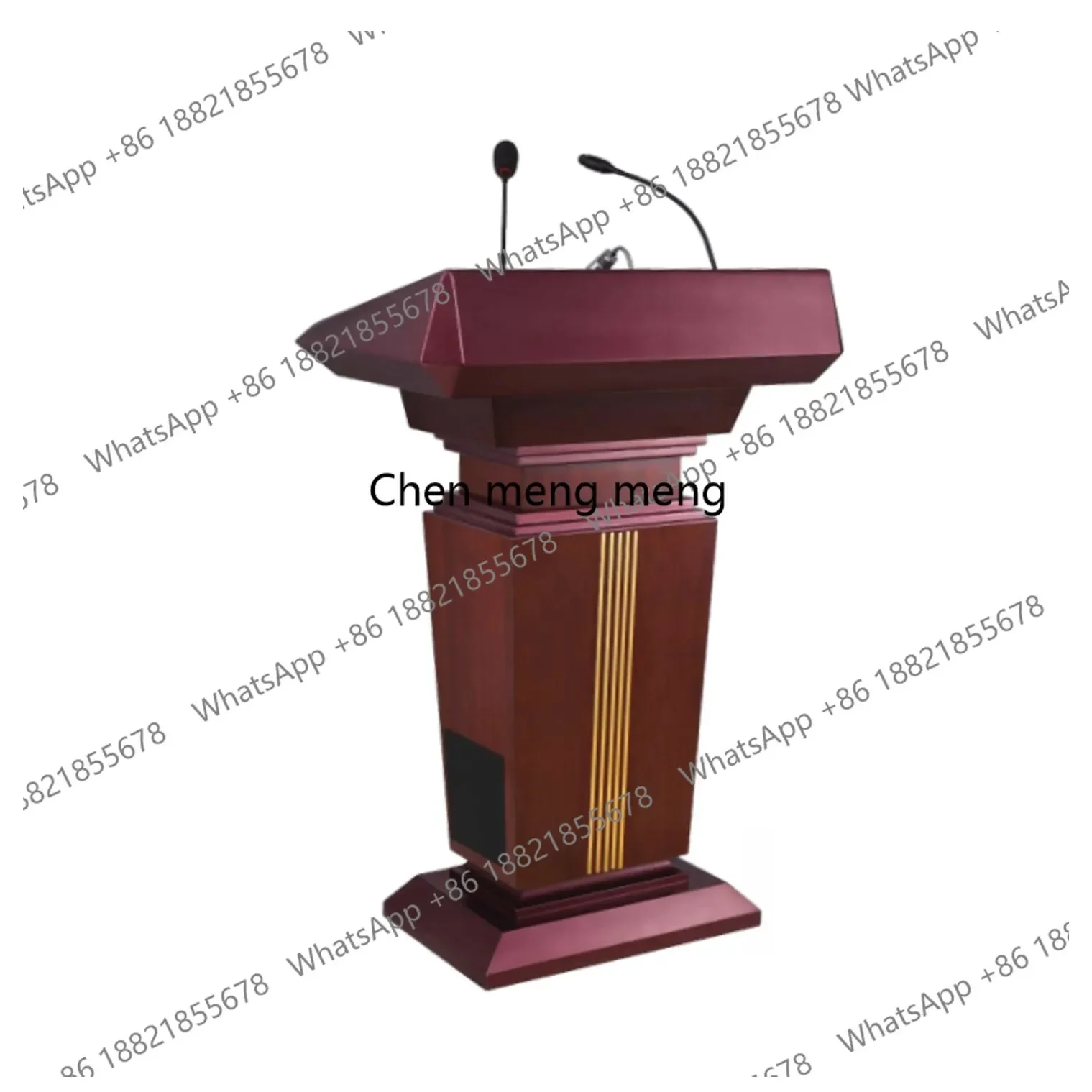 Electric Adjustable Lectern with Wheels, High-End Solid Wood Multi-Functional Amplified Host Movable Lecture Table