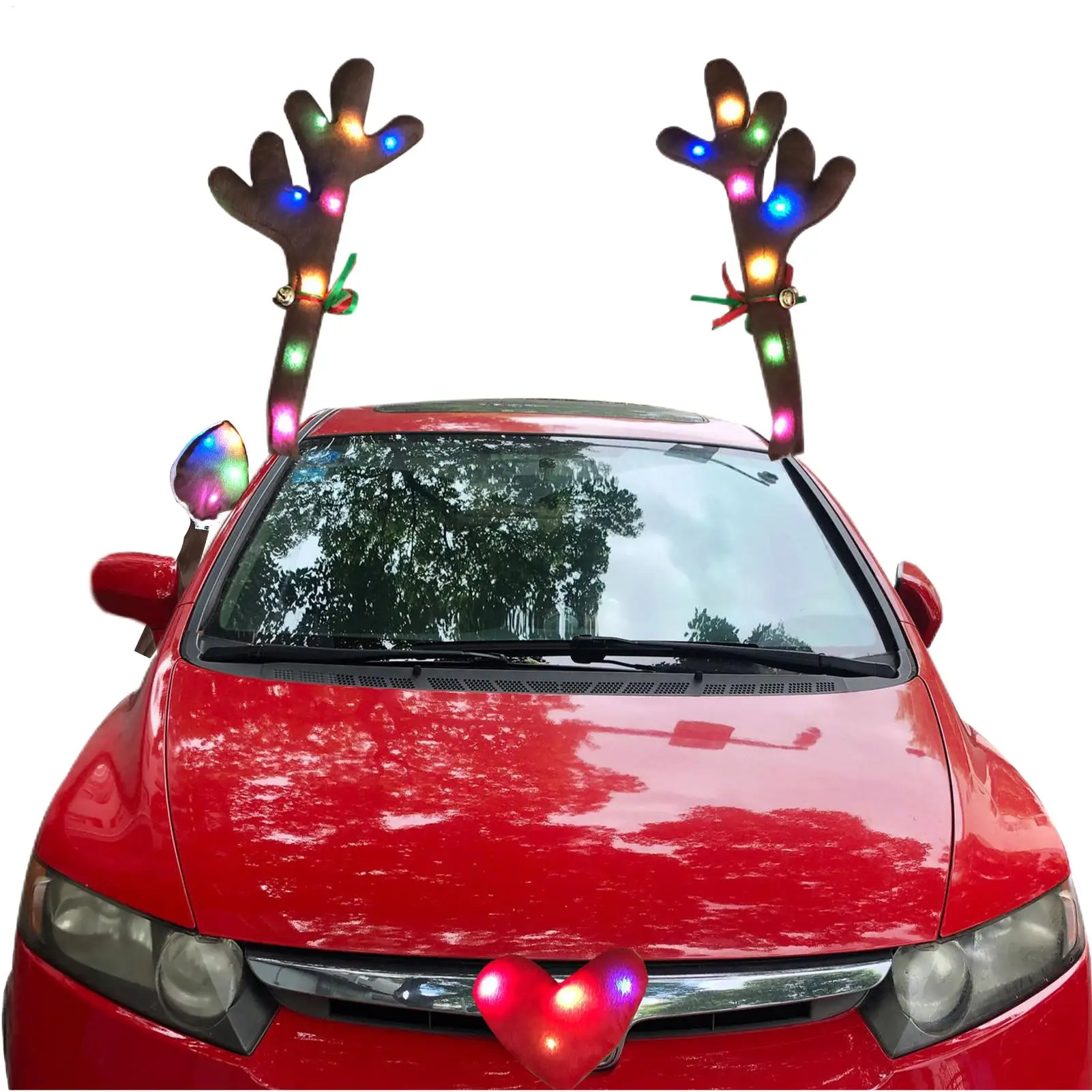 

Reindeer Antler For Cars Holiday Costume With LED Lights Car Decoration Kit For Holiday Van Party Seasonal Celebration Festive