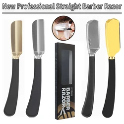 New Baber Beard Straight Edge Shaving Razor Men Hair Removal Tools Folding Zinc Alloy Safety Stainless Steel Shaver Knife Holder