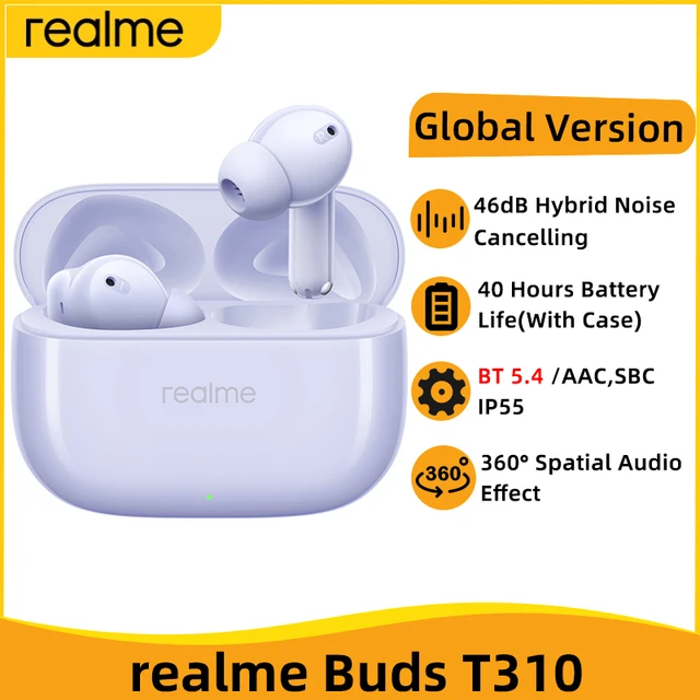 Global Version realme Buds T300 True Wireless Earphone 30dB Active Noise Cancelling Bluetooth 5.3 TWS Earphone 40 Hours Battery