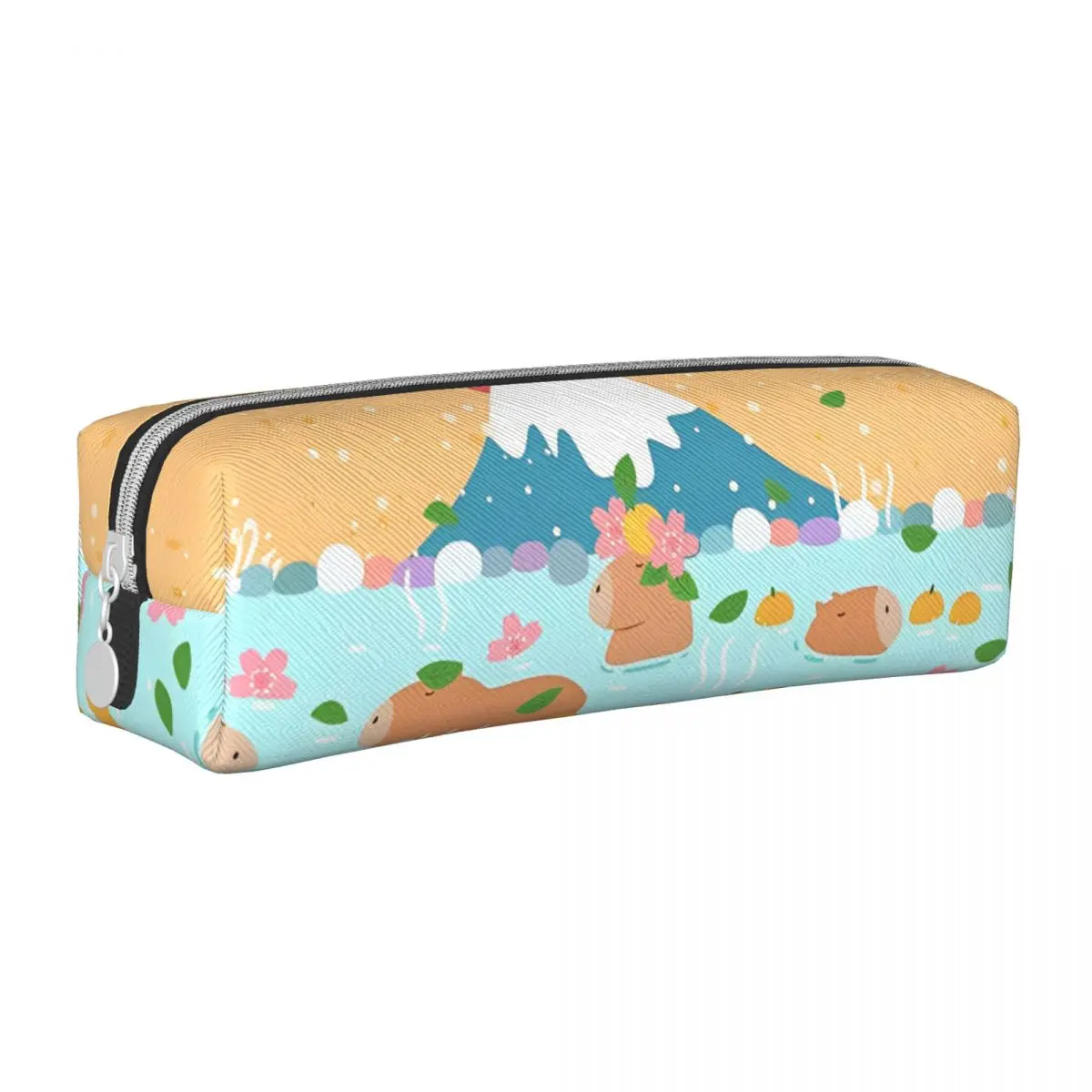 Japanese Capybara Hot Spring Pencil Cases Cute Pen Holder Bag Kids Big Capacity Students School Gifts Pencilcases