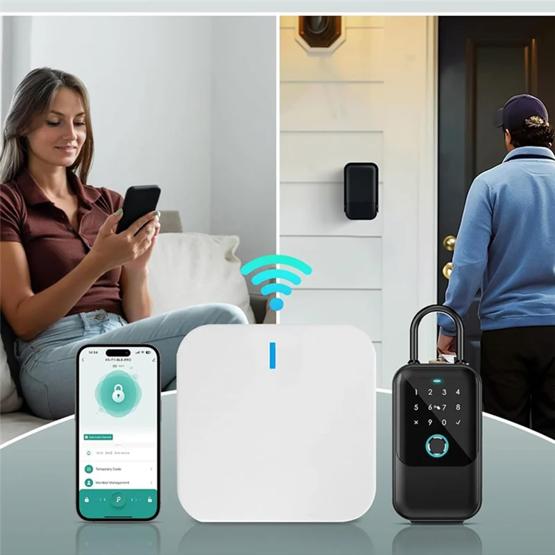 B50B-Smartlock Box For House Key With 5 Unlocking Methods Fingerprint,App Control, Access Card, Password,Suitable For Office