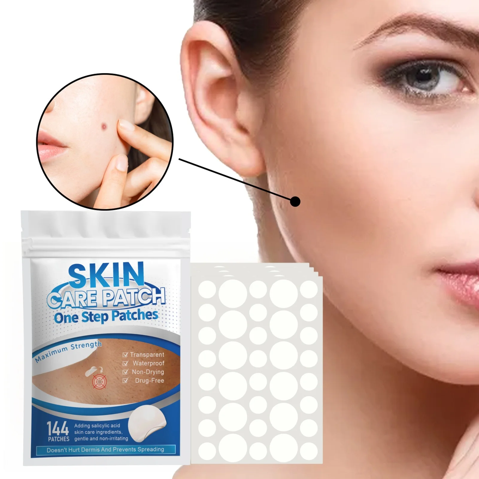 One piece, multiple effects! 144 skin tag and wart covering patches | No preservatives, improves moles / corns / calluses, suita