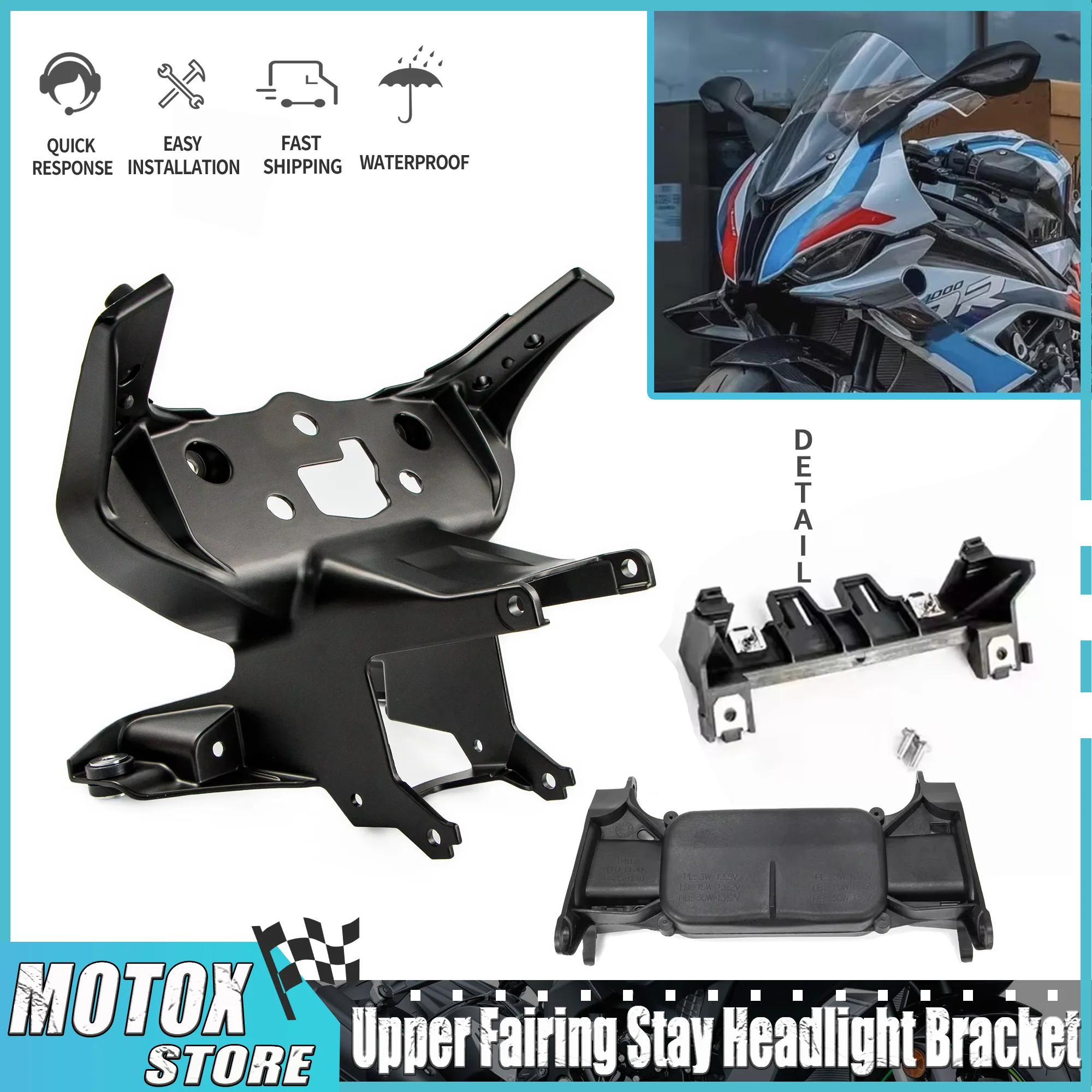 オートバイアクセサリー-アッパーフェアリングステーヘッドライトブラケットアセンブリマウント-bmw-s1000rr-m1000rr-2019-2025年式対応