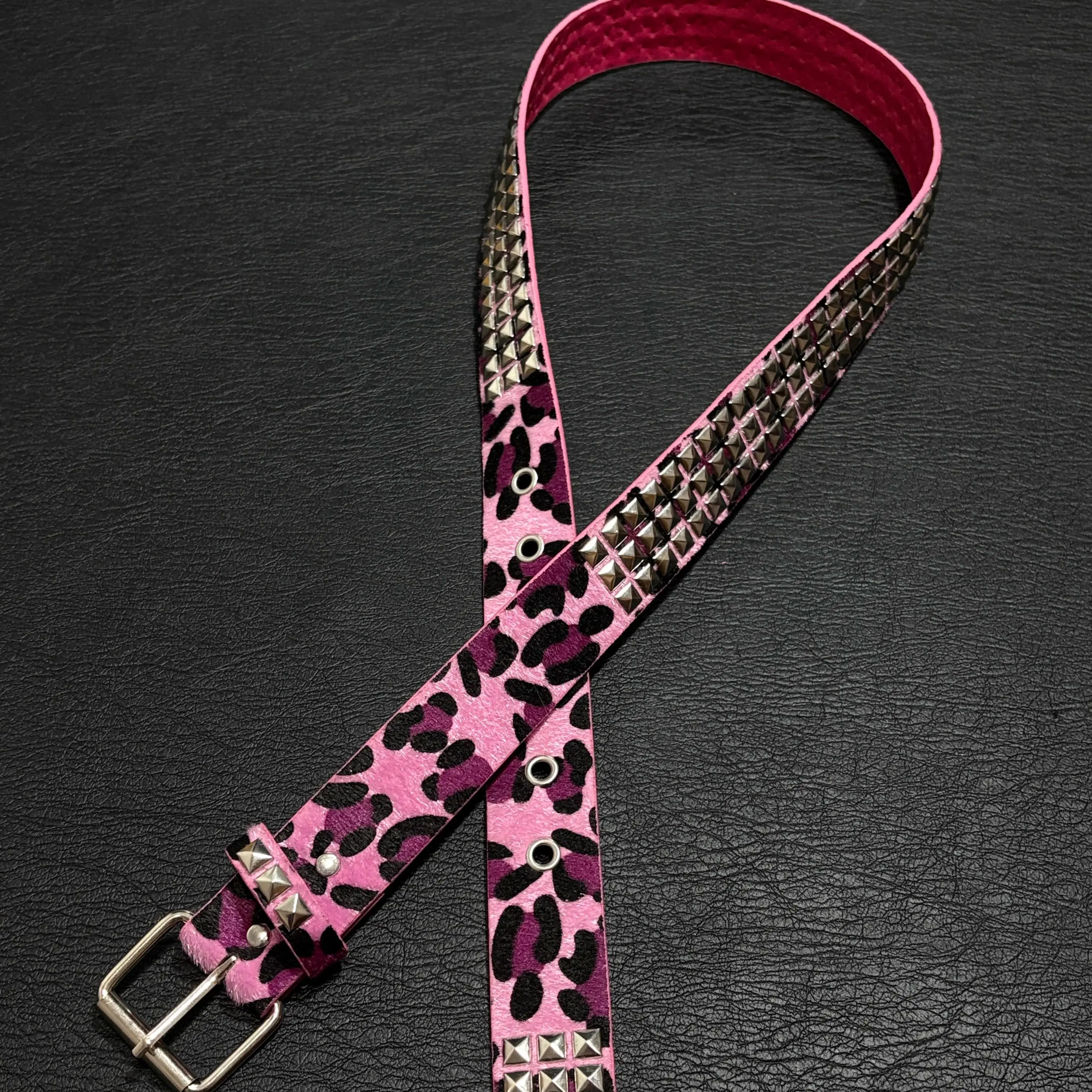 

Мужской и женский винтажный розовый леопардовый корсет из искусственной кожи с заклепками, женское пальто с поясом, платье с поясом, широкий пояс J1822