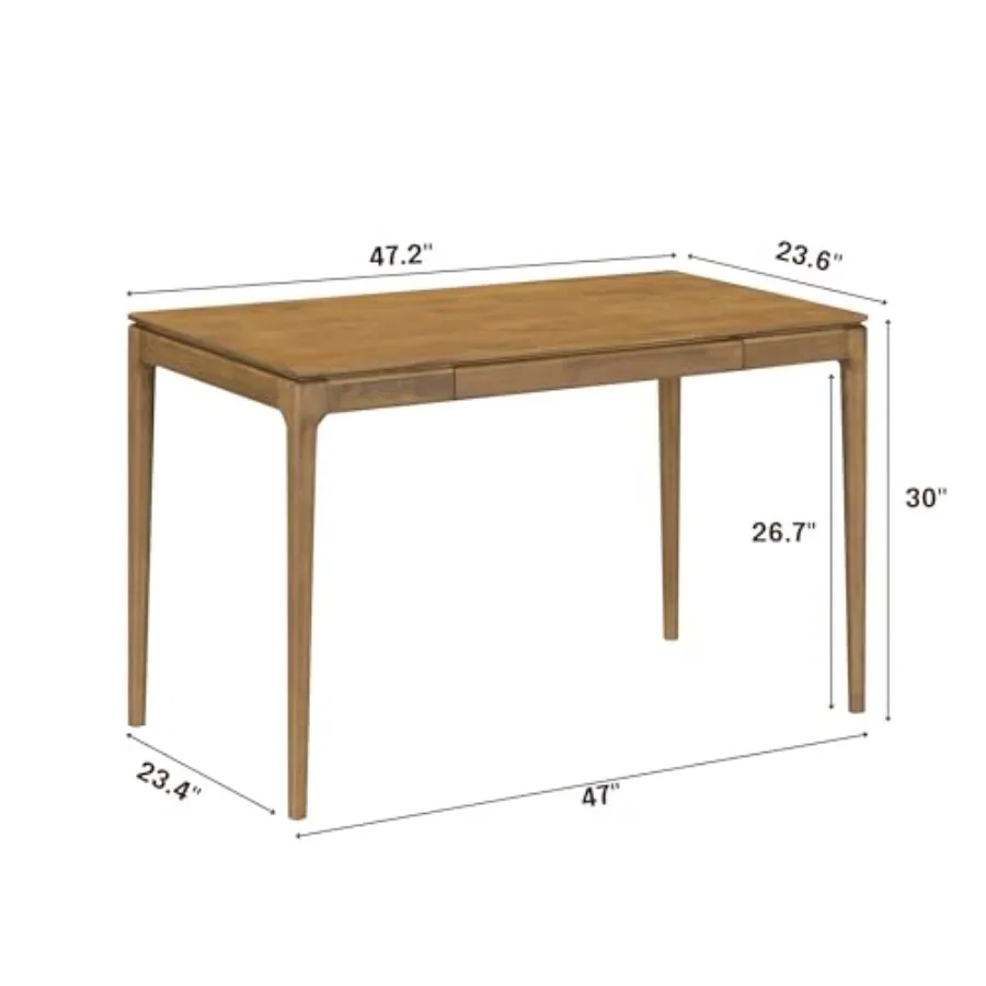 NTC Mingle Desk 47 Inch Modern Design Rectangular Dinner Table for Dining Room Living Room Furniture Effortless Assembly - Teak