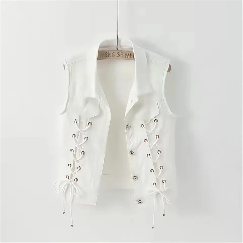 Fashion Denim Vest Female Spring Autumn Sleeveless Wild Tops Short Jacket Women Jean Waistcoat White Black Chaleco Mujer S-5XL