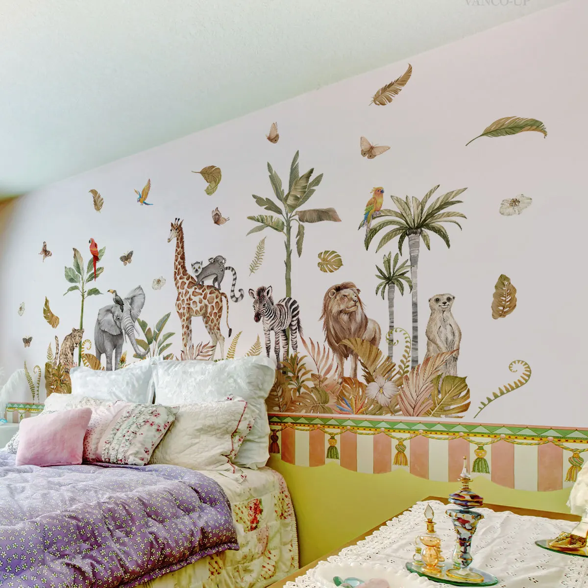 

Bohemian Jungle Animal Wall Decals - Tropical Safari Decor for Living Room & Bedroom