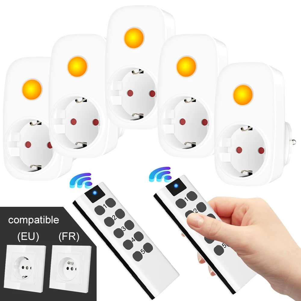 2026 RF 433Mhz  Remote Control  Power Plug EU French Smart Socket Universal Controller  Switch 16A Programmable Light Outlets