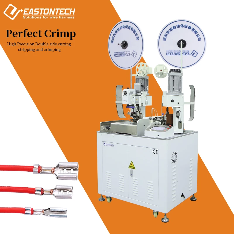 EW-801 High Quality Fully Automatic Double Ends Two Moulds Wire Cable Cutting Stripping Terminal Pressing Crimping Machine