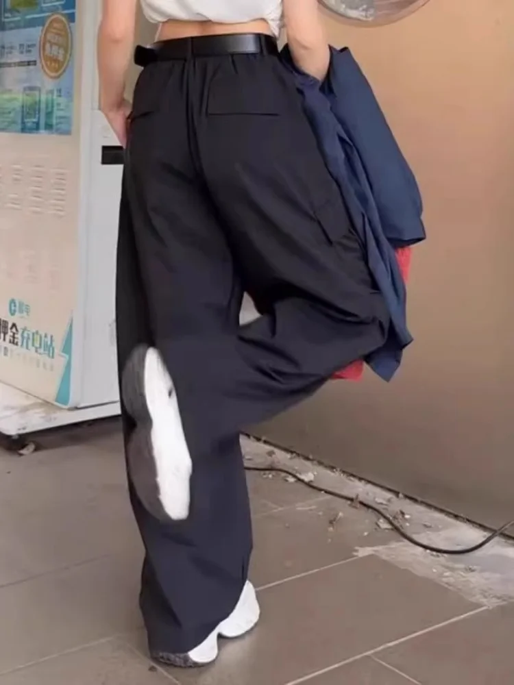 Faionable grote maat Utili-broek met grote kets Retro Amerikaanse dames lente zomer nieuwe Sle hoge taille rechte pijpen...