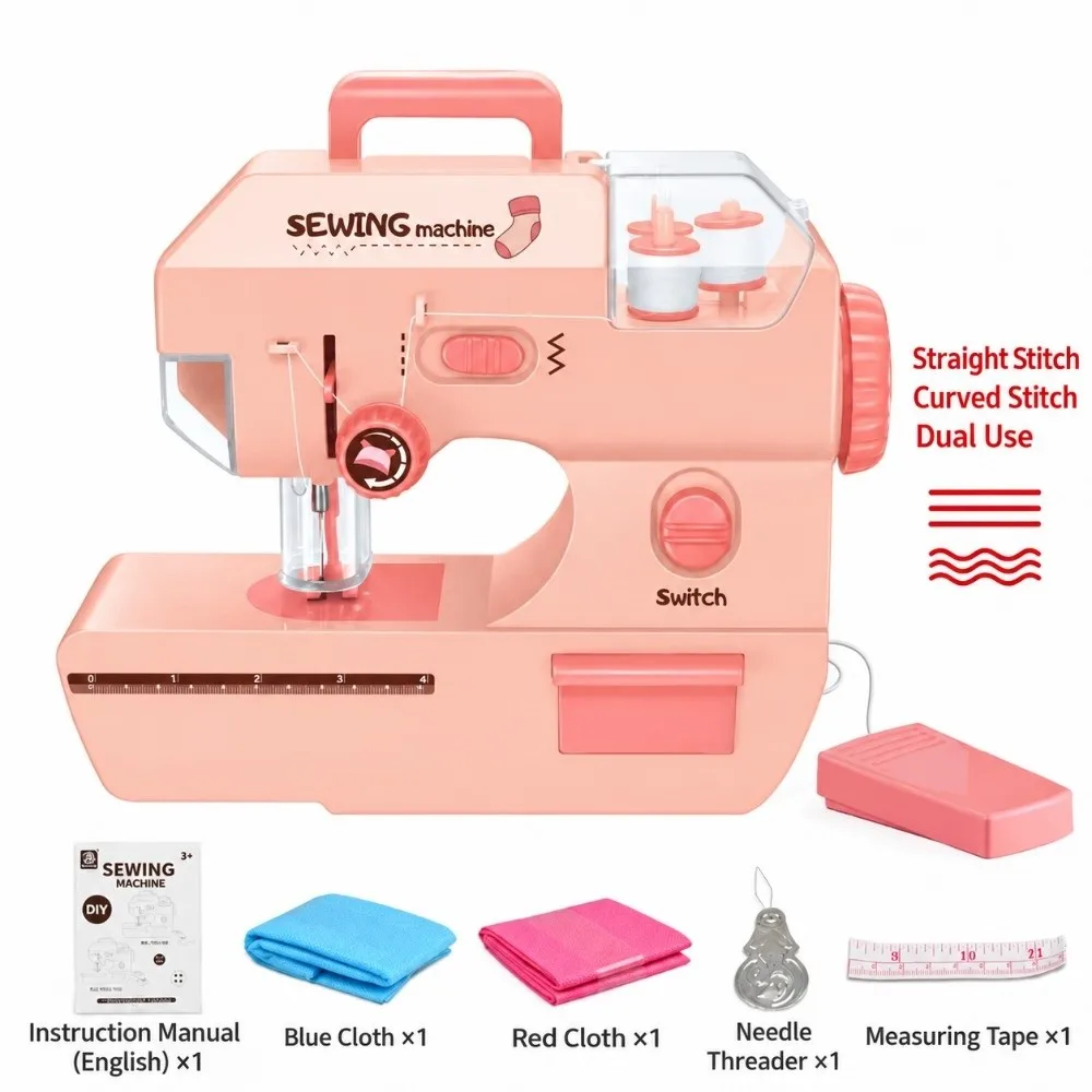 Craft Portable Electric Sewing Machine with Lights Mini Sewing Machine Fun Durable Children Sewing Machine Girls