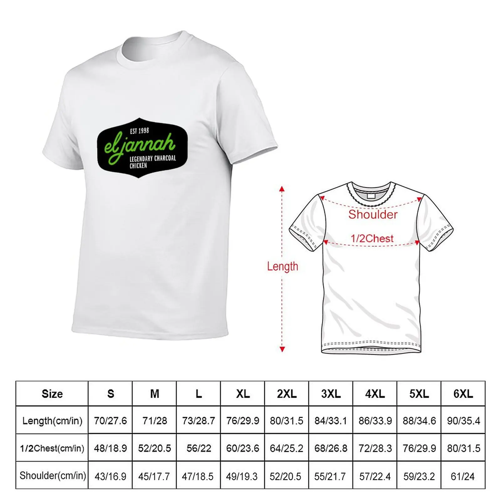 El Jannah Charcoal Chicken Logo T-Shirt man t shirt summer g man t shirts for men