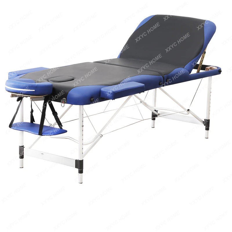 Folding massage bed Chinese medicine physiotherapy massage beauty bed household portable embroidery aluminum portable