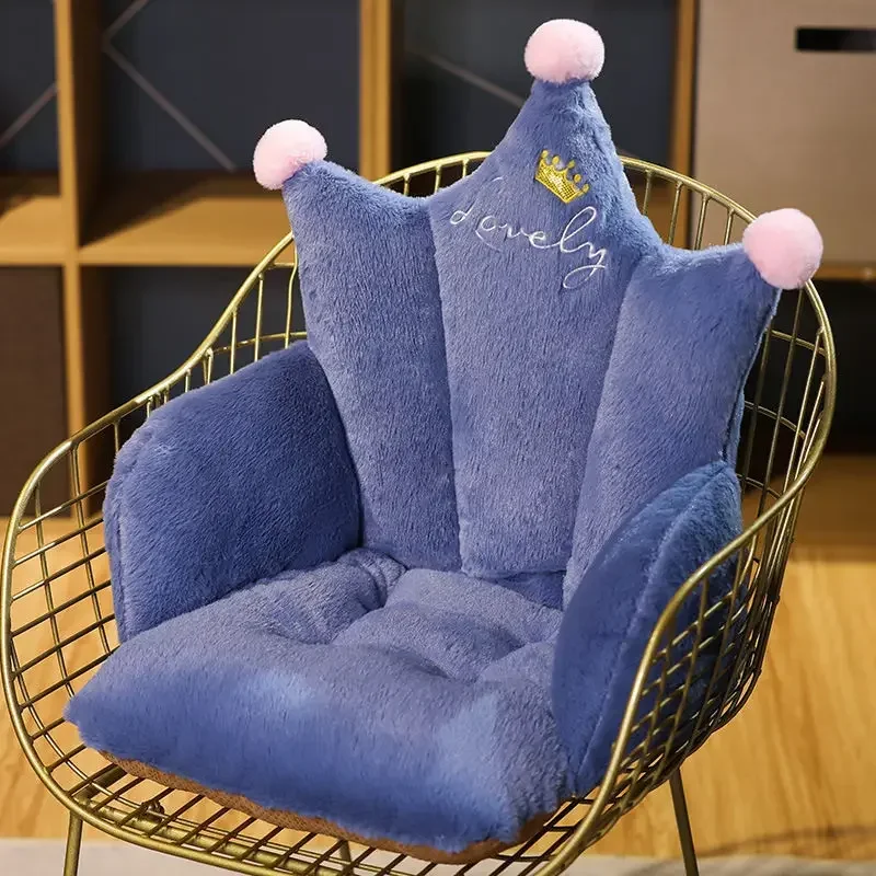 Crown Chair Cushion Plush Home  One Pieces Office Cushions Crowns Cute Lazy Sofa Warm Floor Seat Pad Perfect for Holiday