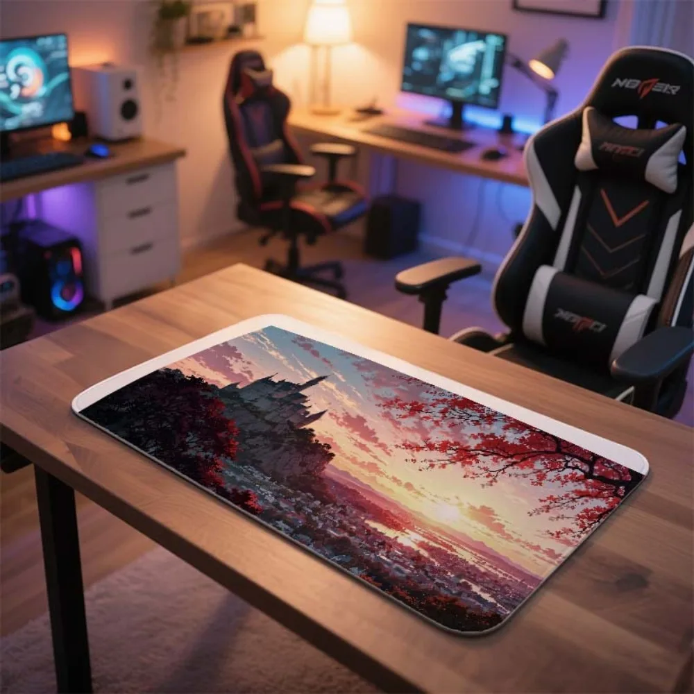 Sunset Castle Landscape Mouse Pad - Smooth Mat, Vivid Design pc accessories alfombrillas para escritorio desk mat