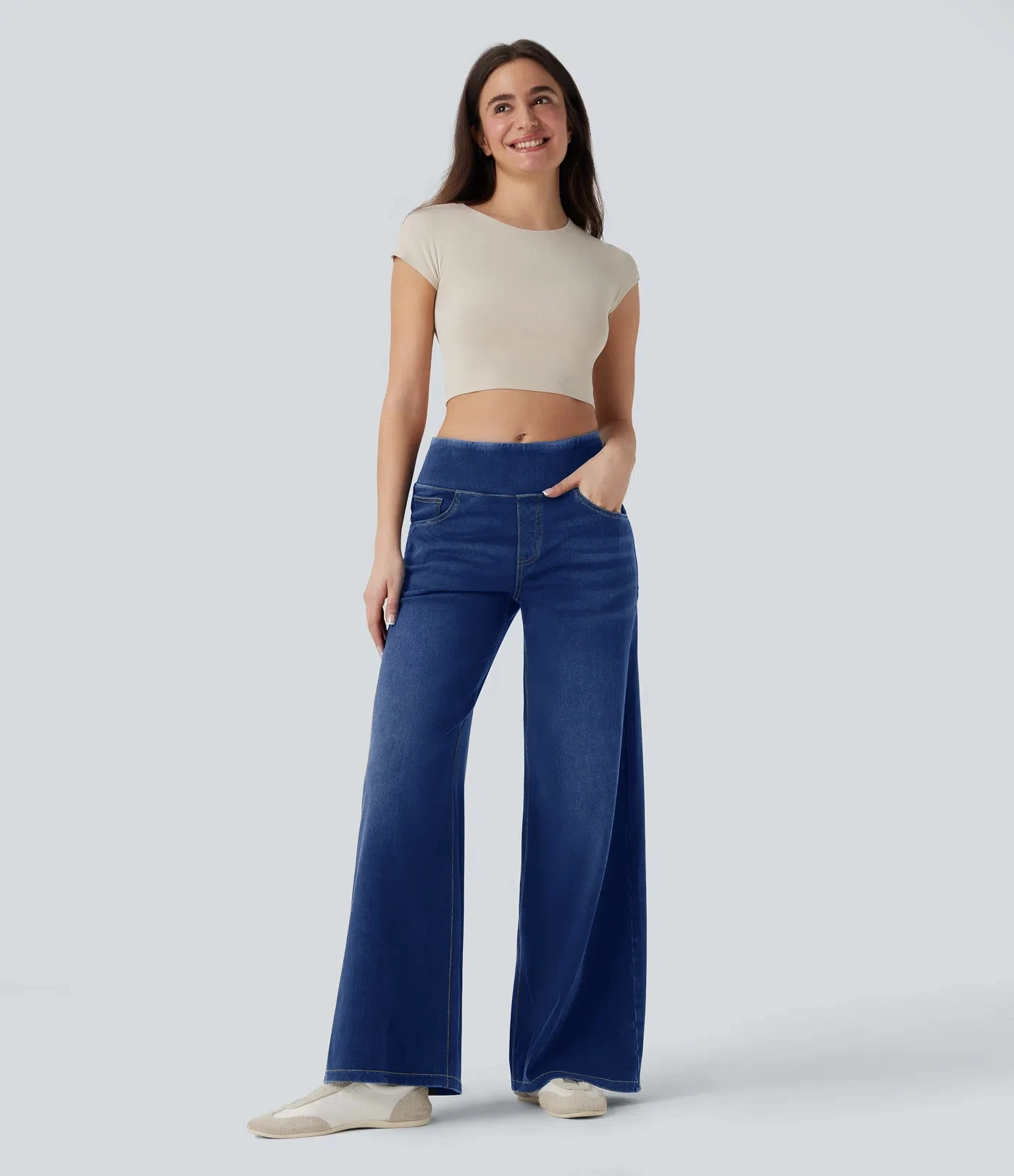 

Fashionable Loose Wide Leg Jeans Women's Casual High Waist Denim Pants Comfortable Loose Fit Cotton Stretchy Autumn Wear