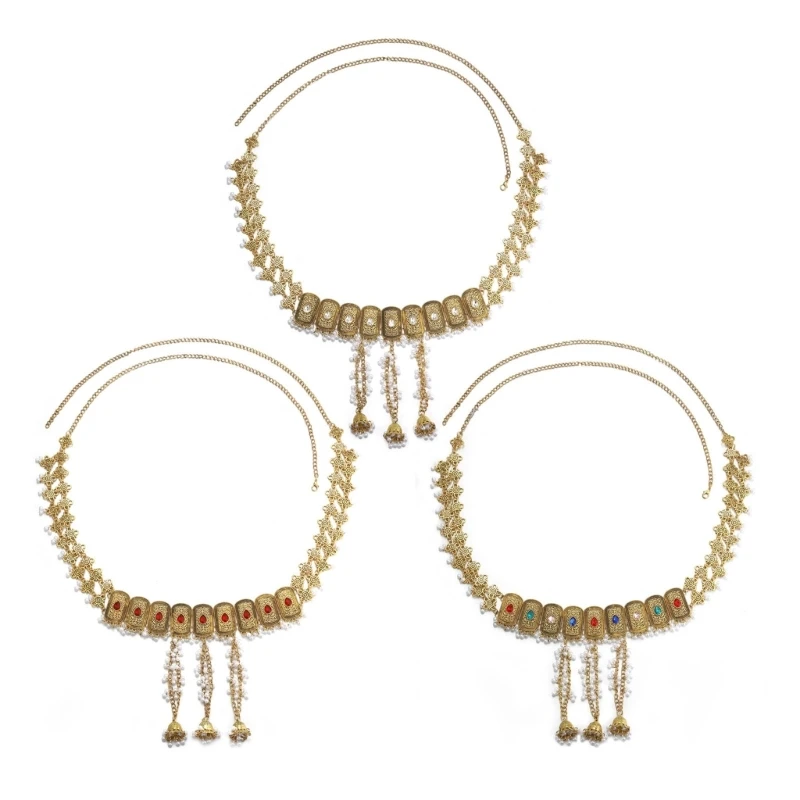 Y5GC Ethnic Encouraged Multifunctional Waist Belt Metal Mixture Decoration Body Chain Festival Addition