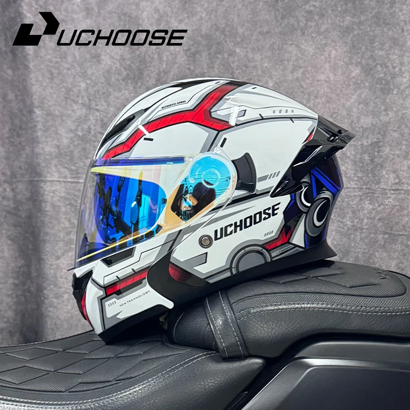 DOT Uchoose Approved Helmets Crash Motorbike Protective Gear Men Women Flip  Up Helmet Motorcycle Visor Double Sun - AliExpress 18