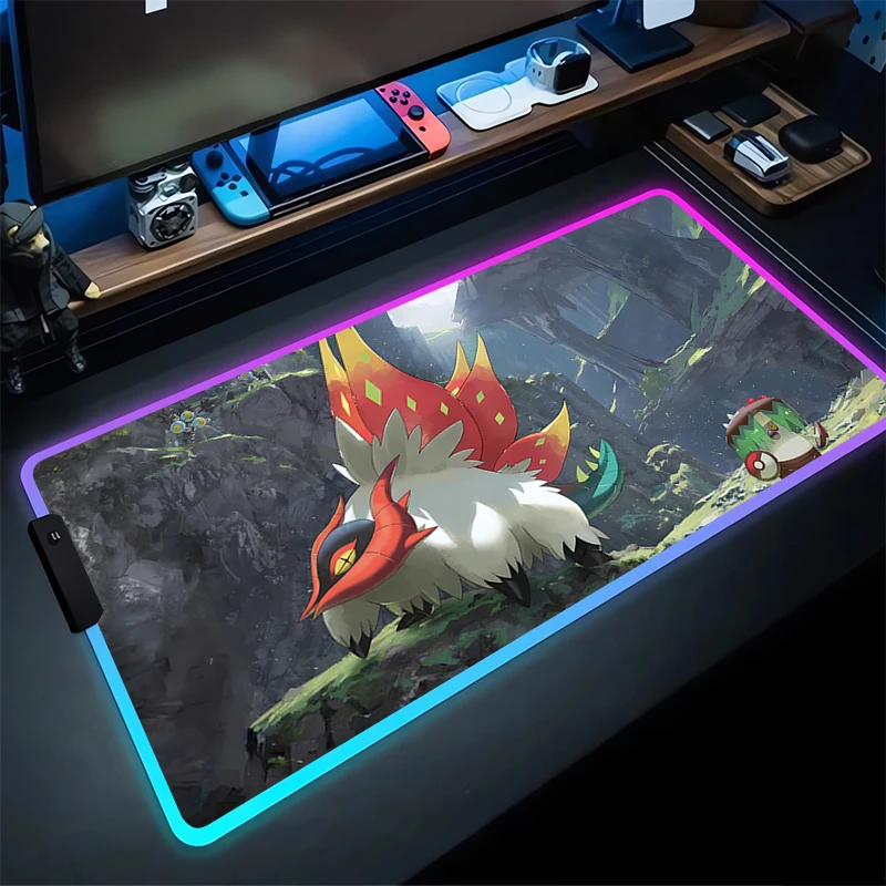 RGB Mouse Pad P-Pokémon Non-Slip Rubber Edge locking mousepads Game play mats notebook computer Anime Game Home Decor coaster